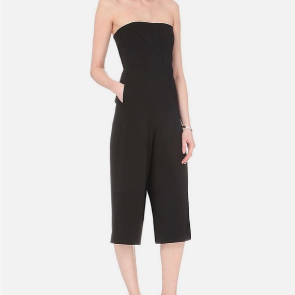 Maje Black Strapless Culotte Jumpsuit